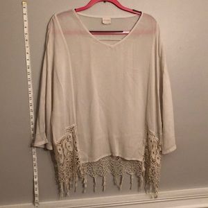 Chico’s size 3 top with lace accents.